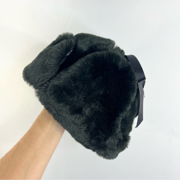 Y2K Canadian made black faux fur warm Yukon trapper winter ear flap hat 7 1/8 - Picture 5 of 13